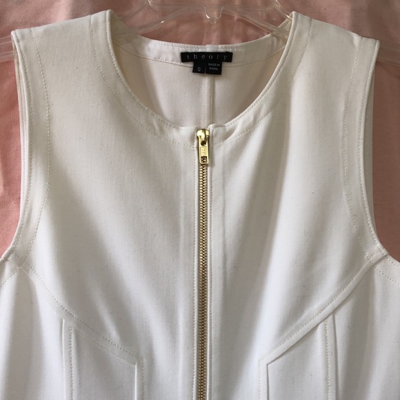THEORY Cream Dress w Gold zipper - Size 0. EUC - Picture 2 of 6